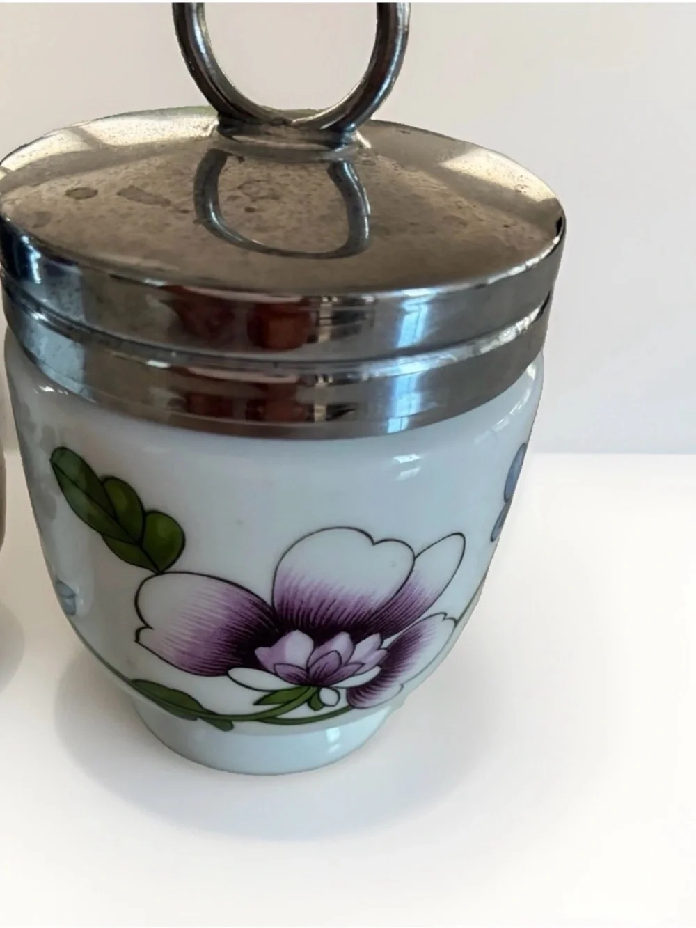 Pair of Vintage Royal Worcester Porcelain Egg Coddlers-Astley Floral & Evesham